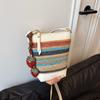 Sommer beliebte Regenbogen gewebte Tasche Damen 2025 neu Strandurlaub Stroh Umhängetasche Eimertasche