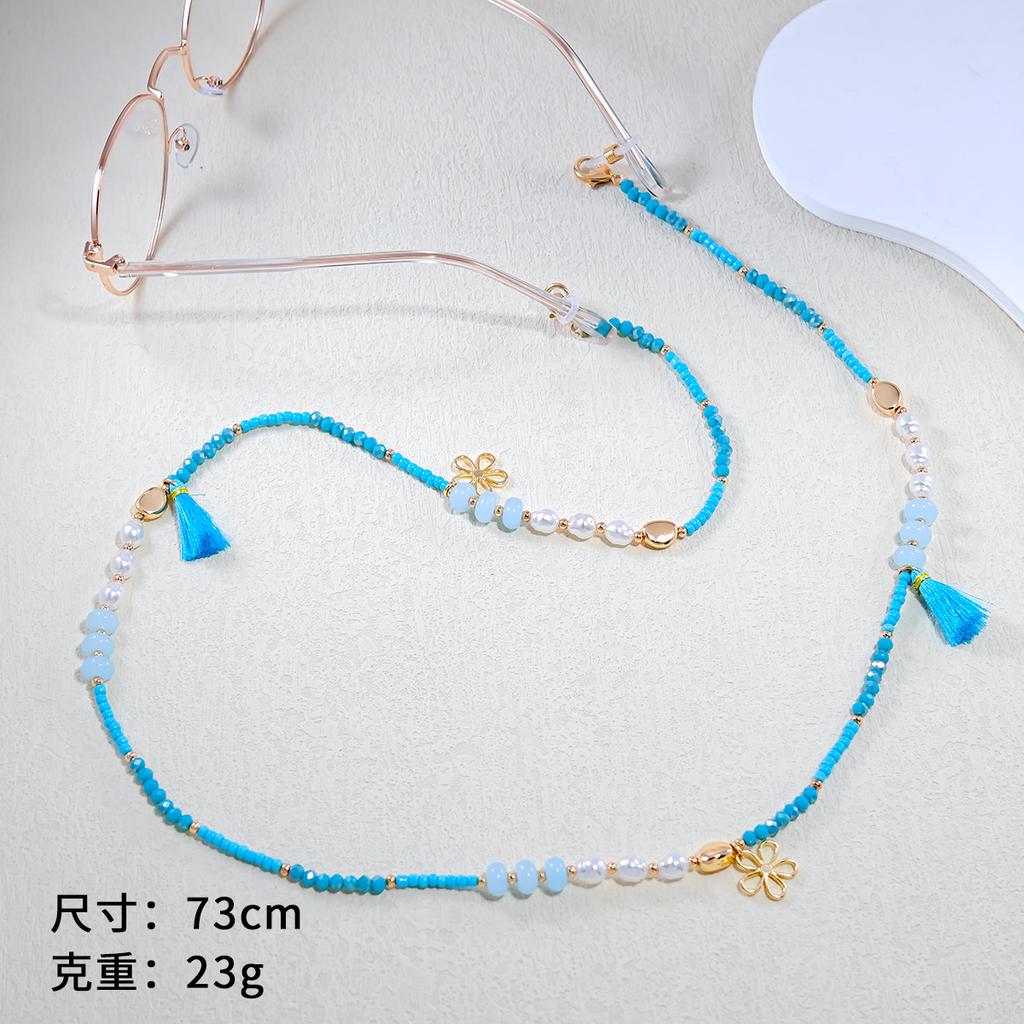 New Dopamine Spacer Mixed Color Pearl Beaded Eye Chain Light Luxury Flower Niche Glasses Chain