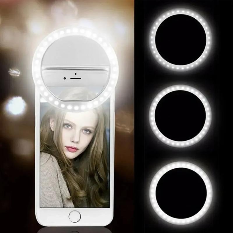 Mini LED Selfie Ring Light USB Rechargeable Portable Clip-On Lamp for Mobile Phone Live Stream Makeup Photography