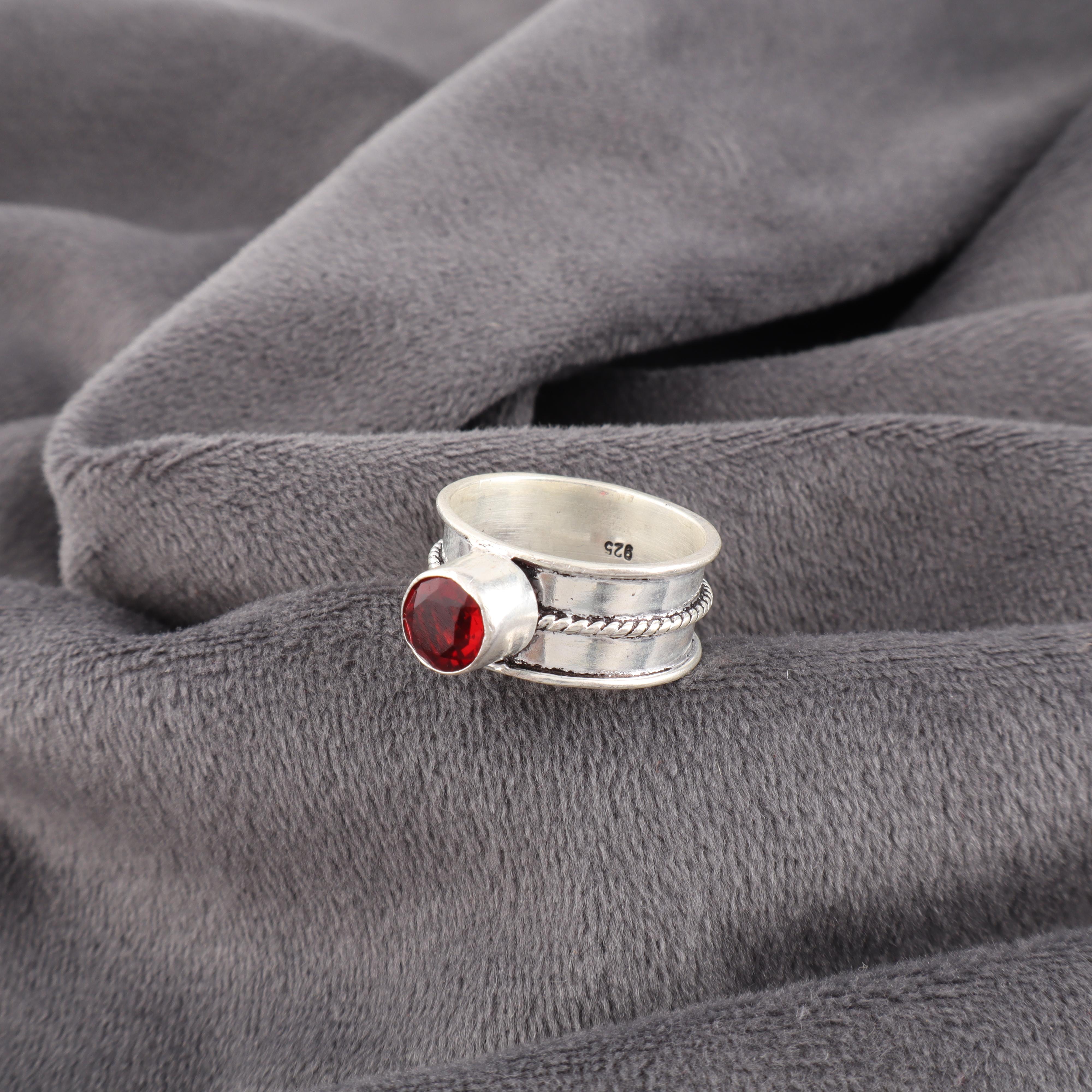 

Ювелирные изделия из красного граната, кольцо из цельного серебра 925 пробы, кольцо с драгоценными камнями ручной работы на День памяти 12 красный