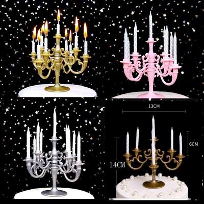 9 Pcs Candles and Candlestick Bracket 1 Set Cake Topper Birthday Party  Candle Holders Toppers Decoration