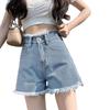 Women's High Waist Denim Shorts - Casual, Versatile, Slimming, Frayed A-line, Trendy Summer Wide Leg Hot Pants
