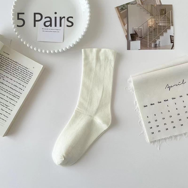 

5 пар Летних Тонких Носков средней высоты, с Защитой от запаха, Белых, Многослойных для Послеродовых Женщин, Универсальных для Весны и Осени 5 pairs молочный белый