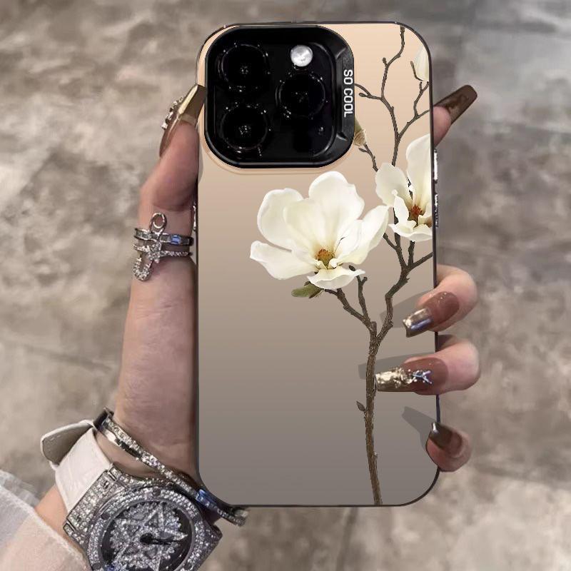 

White Magnolia Branch Art Phone Case for iPhone 17 16 15 14 13 12 11 Series Pro Max Plus Double Layer Protection iphone 16