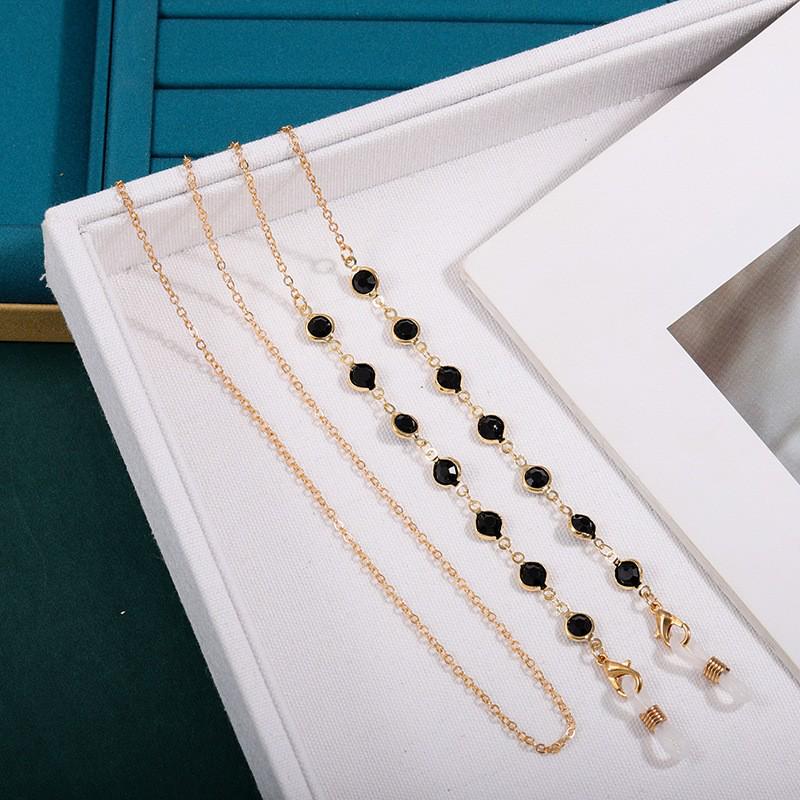 Multicolor Crystal Eyeglass Chain - Non-Slip Metal Necklace Rope & Mask Holder