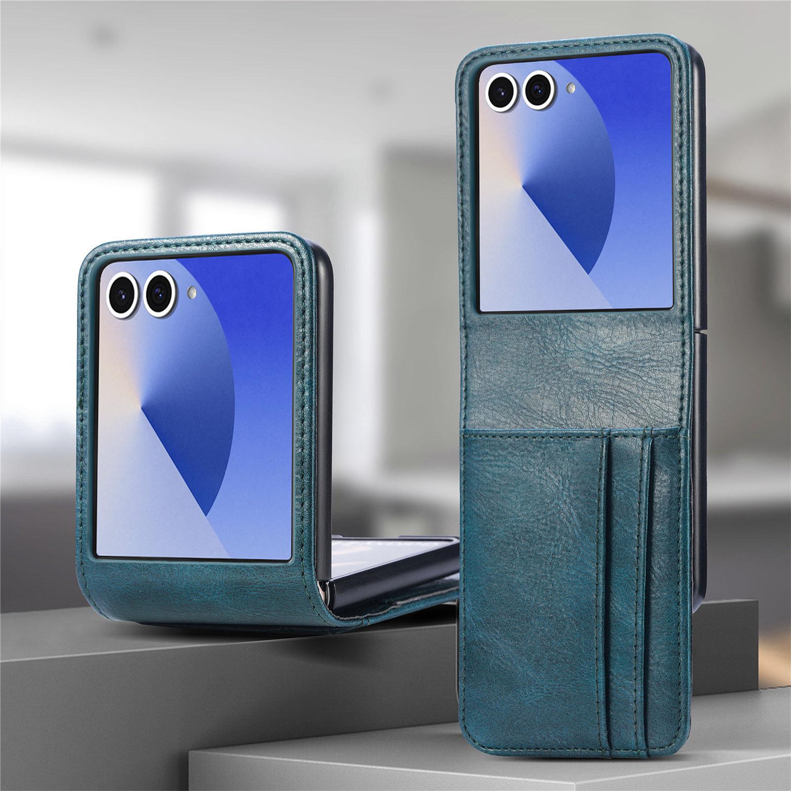 

Защитный чехол Samsung Z Flip 7 FE с отделением для визиток Galaxy Z Flip 7 FE / 6 / 5 синий