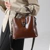 Real Oil Wax Leather Women's Bucket Bag Casual and Simple Handbag Large Capacity Ladies Cowhide Fashionable Crossbody Tote Bag