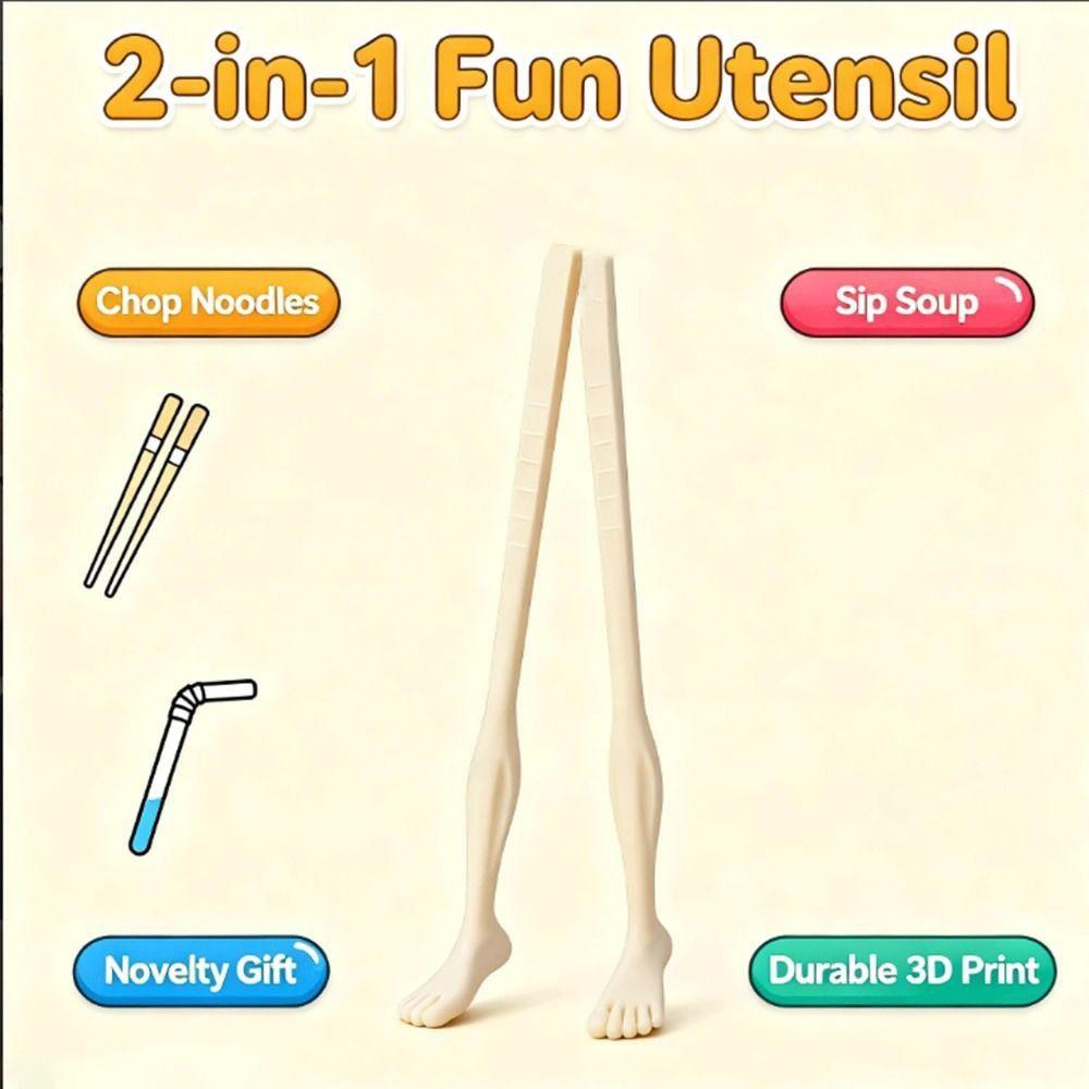1pair 22cm Foot Shape Chopsticks Lightweight Easy-to-Use 3D Printed Chopsticks With Straw Soles of Feet Toe-Shaped Chopsticks