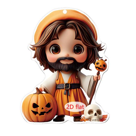 Car Pendant Halloween Series 2D Doll Charm Ghosts Pumpkins Skeletons Festive Car Ornament Auto Rearview Mirror Decoration