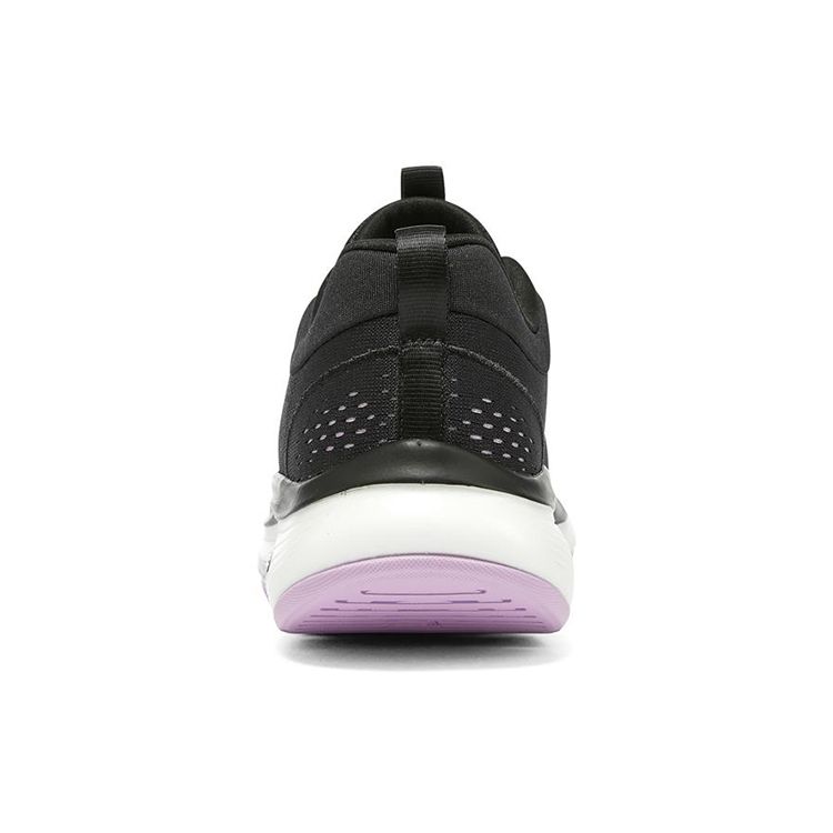 Skechers Go Walk Workout Walker Calorie Fabric Mesh Round Toe Lace-Up Low-Top Casual Shoes Women Sneakers Black Purple 124933-BKLV