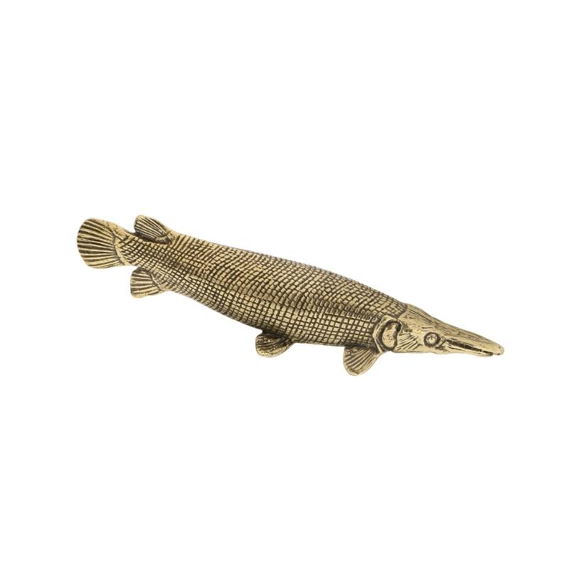 Metal Fish Figurines Animal Statues Alligators Gar Sculptures Collectibles Table Ornament for Office Home Desktop Decors