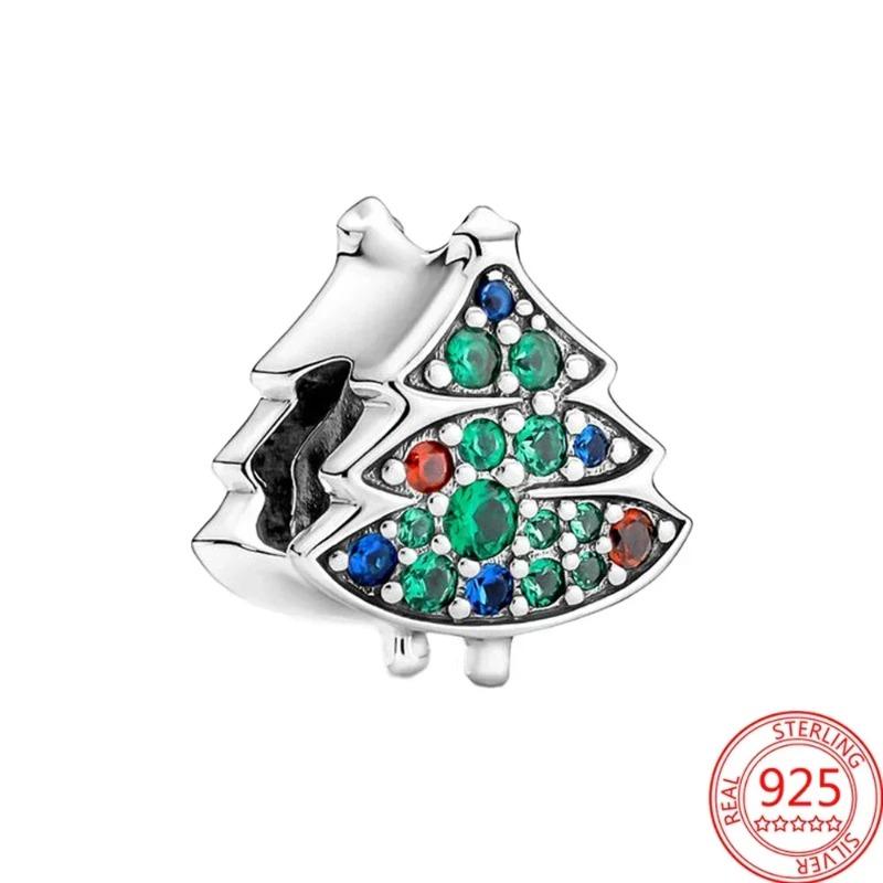 925 Silver Christmas Charm Santa Claus Reindeer Snowflake Bead for DIY Bracelet Jewelry Gift