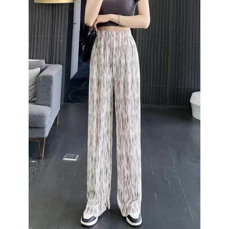 Eis Seide Tie-Dye High-Waist Weite Hosen - Damen Sommer Lässig Lockerer Schnitt