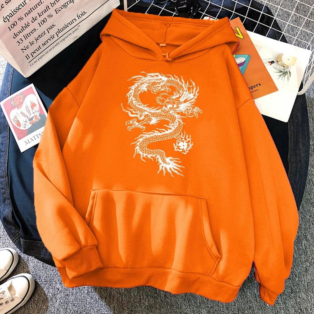 White Dragon Tattoo Stickers Legrační potisk Mikiny Unisex Podzim Pohodlné oblečení Volné Fleece Sportovní Pulovry Streetwear Unisex