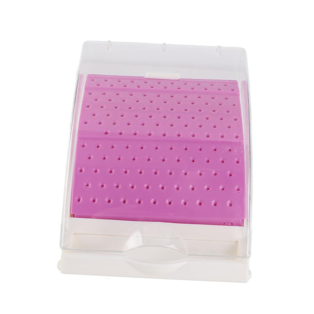 Dental Bur Cleaning Box 142 Holes High Low Speed Dustproof Environmentally Friendly Dental Bur Holder (Violet)