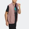 Adidas Solid Color Embroidered Logo Zip-Up Stand Collar Vest Unisex Vests Pink HN8957