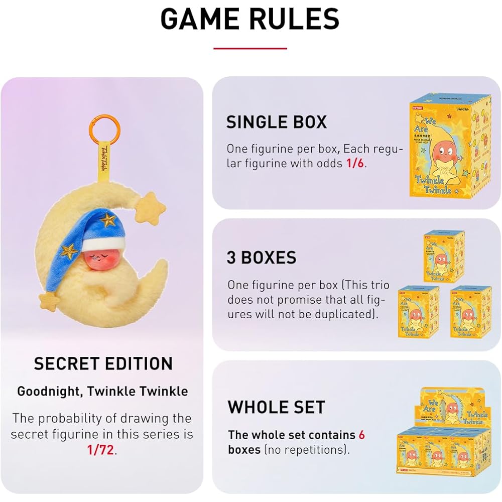 Pop Mart We are Twinkle Twinkle Series Plush Pendant Assorted Box 6 Pieces Premium Vinyl Toy Figure