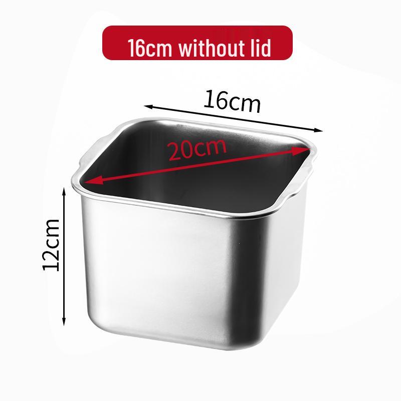 304 Stainless Steel Square Jam Bowl with Lid - Commercial Kitchen Seasoning and Sauce Container.