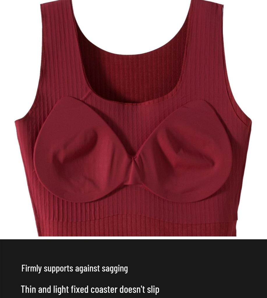 Damen Fleecegefütterte Schlankheitsweste mit eingebautem BH - Nahtlose Basisschicht für Herbst/Winter