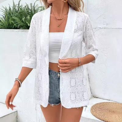 Autumn and Winter Women's Elegant Pure Colour Lace Lapel Casual Suit