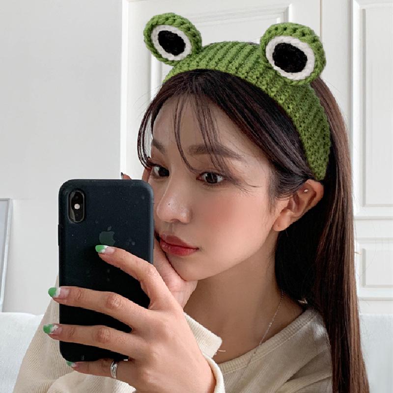 Cartoon Cute Big-Eyed Frog Knitted Hair Hoop for Women