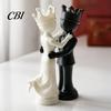 Symbolic Companionship Statue Gifts 1 Pair 3D Printed King and Queen Couple Figurines, Chess Style Dancing Anniversary Keepsakes for Him Her