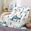 Skiing Adventure On Snowy Peaks With Skiers Multipurpose Personalized Text Comfortable Versatile For Sofa Couch Office Bed Picnics Ideal For All
