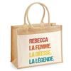 Sac de plage - PLANETEE - Jute avec poche Rebecca Déesse Légende Vintage - Coton - Beige/Multicolore - Grande contenance