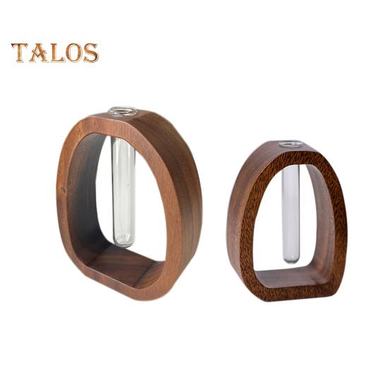 Vasă cu tub de încercare pentru plante hidroponice cu suport din lemn Vază cu flori transparentă Centru de masă Vază de propagare a plantelor Home Office Decor pentru birou