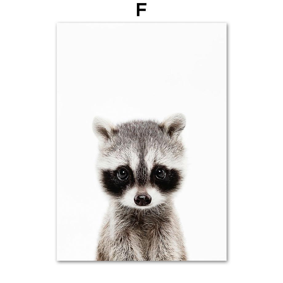 Elefant, Leu, Urs, Girafa, Panda, Tigru, Raton, Imprimare artistica de perete, pictura pe panza, Poster cu pui pentru copii, baieti, fete, decor camera copiilor