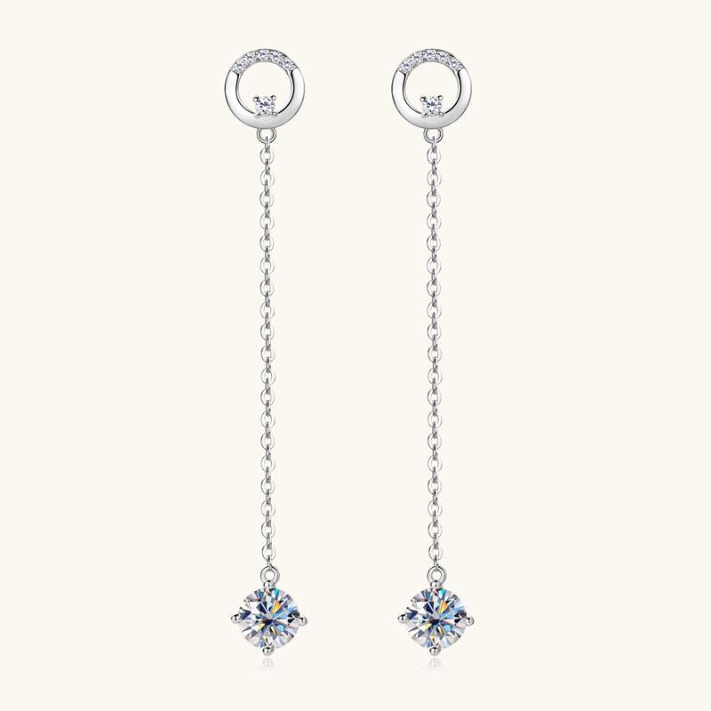 Anziw 925 Moissanite Star Tassel Drop Dangle Earrings for Women Real S925 Silver Studs Earrings Certified Fine Jewelry Gift Girl