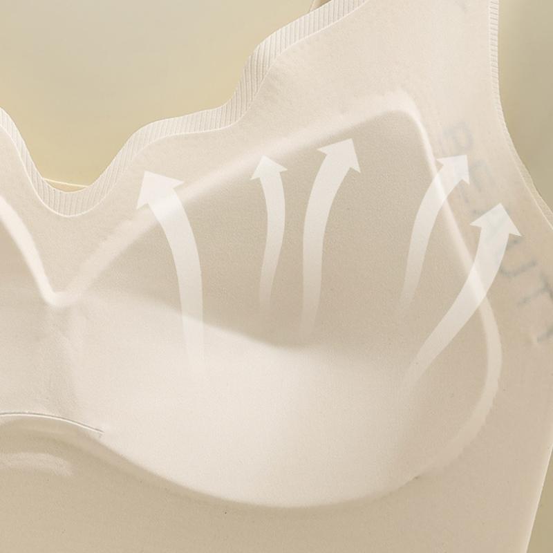 L-XXXL Women's Seamless Underwear Fixed Cup Wireless Sports Bra Large Size Gathered Vest