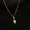 18K Gold Zircon Shovel Pendant Necklace - Luxury Clavicle Chain for Women