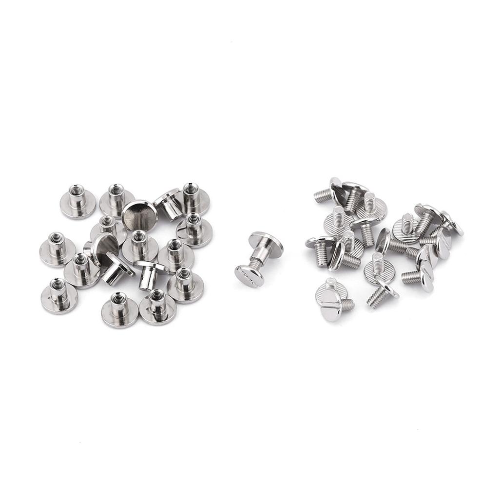 20PcsCelsiusset Brass Threaded Flat Head Nut Nail Rivets Screws Leather Craft Repair Supplies(5mm)