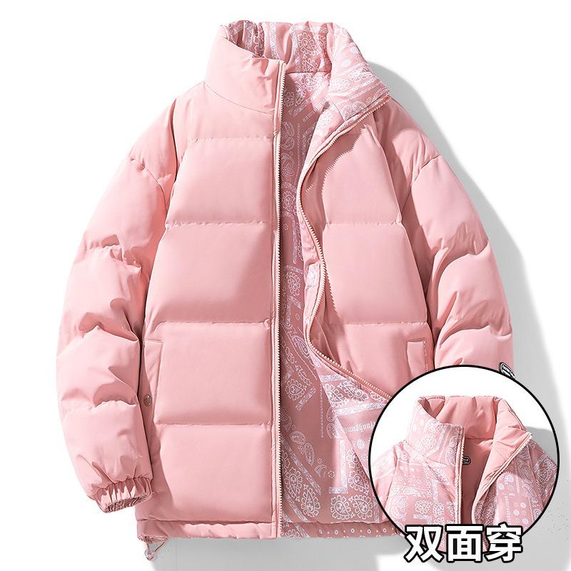 Double-sided Cotton-padded Clothes, Men's and Women's Winter Trendy Brand, Couple's Cotton-padded Clothes, Loose Stand-up Collar Cotton-padded Jacket.