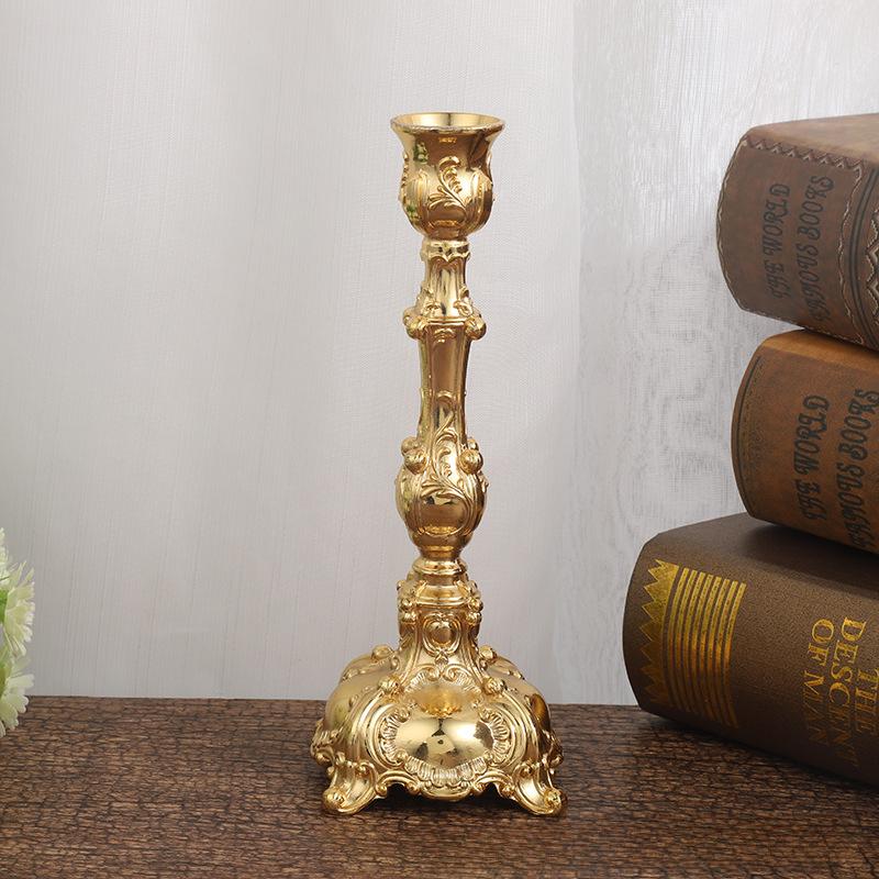 Baroque Style Classical Relief Sculpture Metal Candle Holder Home Decor Living Room Desktop Fireplace Candlestick Ornaments