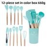 Silicone Kitchen Utensil Set With Wooden Handles For Cooking Nonstick Heatresistant For Home Use