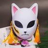 Japanese Anime Demon Fox Mask Cosplay Sabito Makomo Tanjiro Thicker Plastic Animal Masks Halloween Party Costume Props Deluxe