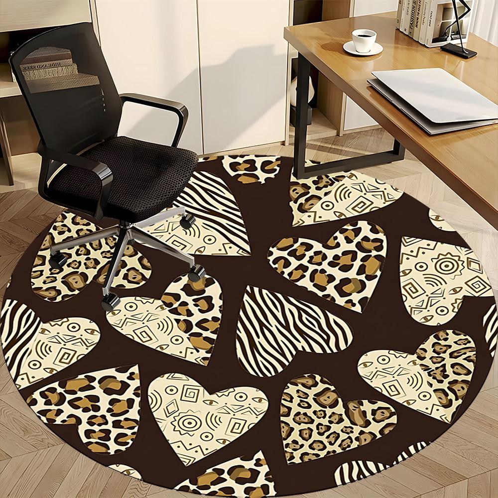 1pc Heart Patterns Office Round Rug, Non-slip, Soft and Durable Office Rug for Interior Decoration, Perfect for Office,Decoration Yy260204039