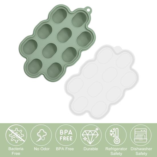 Silicone Toddle Food Freezer Tray with Lid BPA-Free Breastmilk Storage Container Nibble Tray for Teething Ice Cubes Fruit Purees