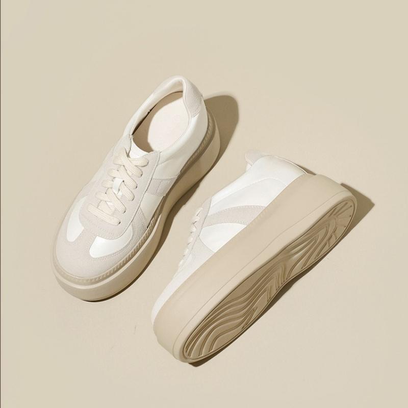 Fashion 8cm Microfiber Leather Women Fashion Chunky Sole Sneakers Platform Wedge Autumn Spring Hidden Heels New Booties Vulcanize Shoes