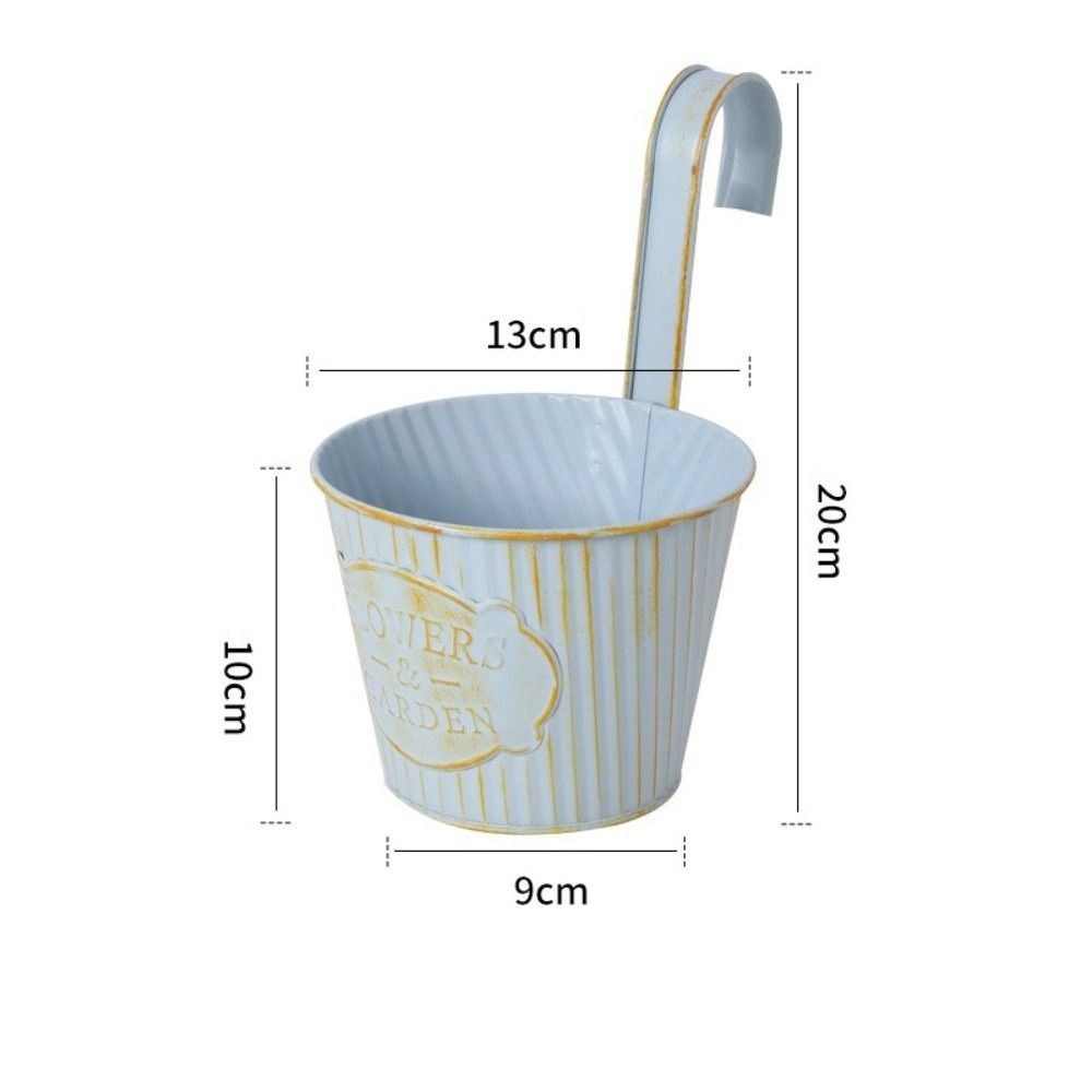Metal Hanging Flower Pots Wall Mounted Drainable Hanging Planter with Hooks Railing Flower Planter Indoor Balcony