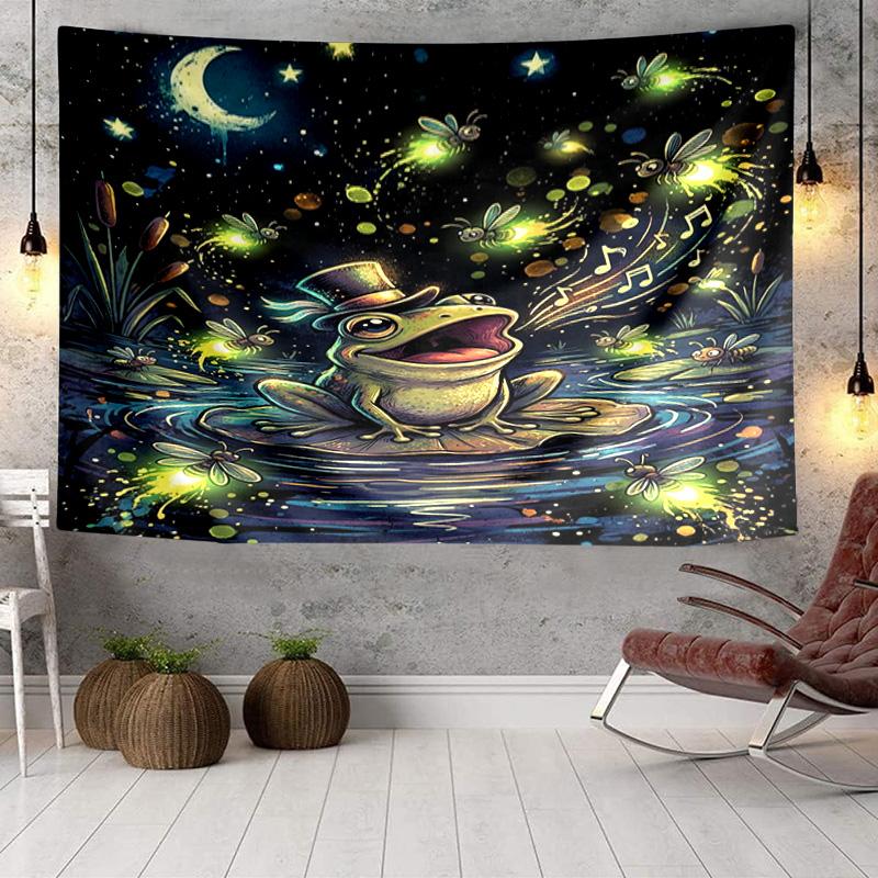 Frog In Top Hat Serenade Tapestry Room Decoration Wall Hanging for Living Room Bedroom, dormitory, Birthday and Christmas gifts