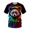 Summer Round Neck Cute Bear Graphic 3D Print Top Fashionable Casual Short Sleeved Men's T-shirts