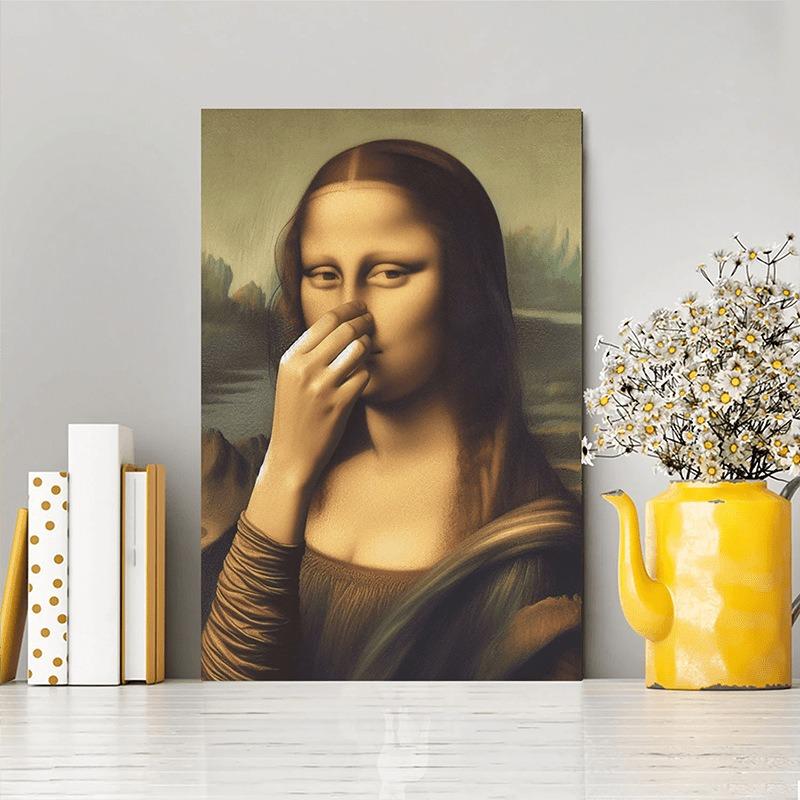Mona Lisa Koupelnové Nástěnné Umění Dekor Zakrývající Nos, Vintage Tisk Plakátu Toaleta Vtipné Vtipné Canvas Malba Stěna Domácí Dekor Umění