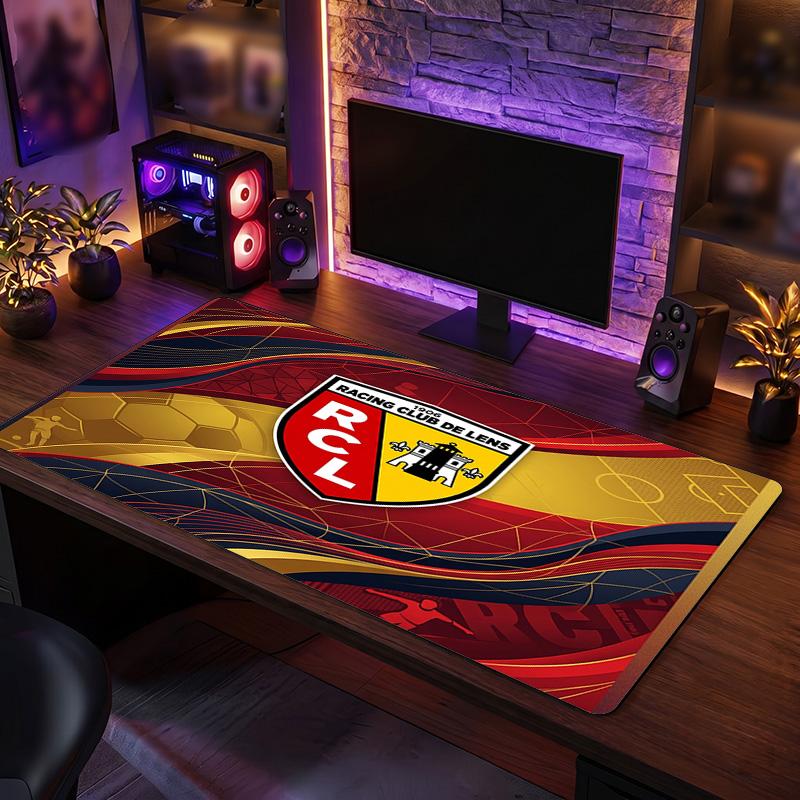 Lens FC Theme Pattern Mouse Pad, Soccer Logo Design XXL Gaming Desk Mat Non-Slip Computer Mouse Pad