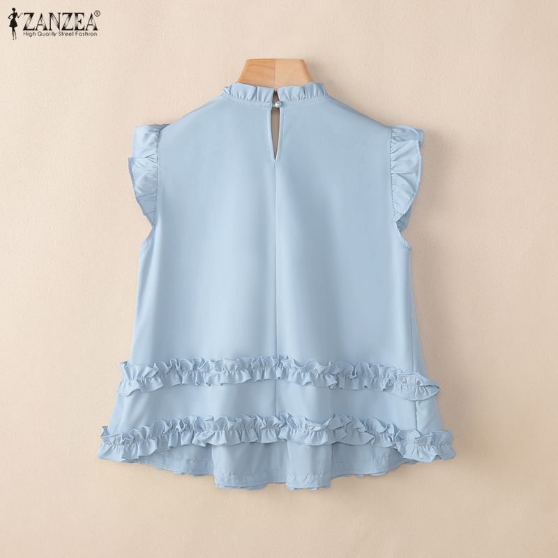 ZANZEA Canottiere Casual da Donna Girocollo Monocolore Ampi Senza Maniche