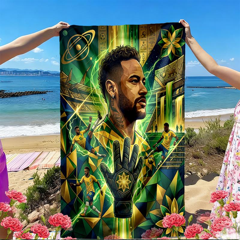 Neymar Jr Print Beach Towel, Versatile Lightweight Absorbent Beach Towel for Pool Surf Yoga Bathroom, Perfect Birthday Holiday Gift