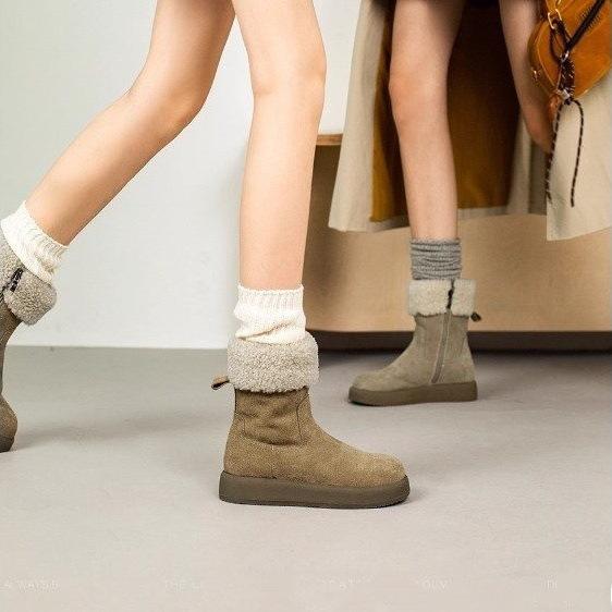 Women's thickened padded warm lightweight hiking mountaineering thick bottom waterproof non-slip sports and leisure snow boots cotton shoes