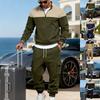 Winter New Arrivals: Outdoor Casual Minimalist Men's Contrast-Colour Oversized Workwear Stand-Collar Hoodie and Trousers Set